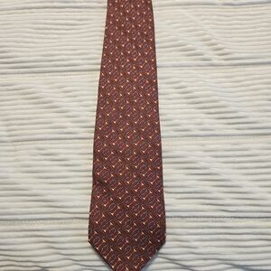 Gucci Burgundy and Gold Patterned Tie